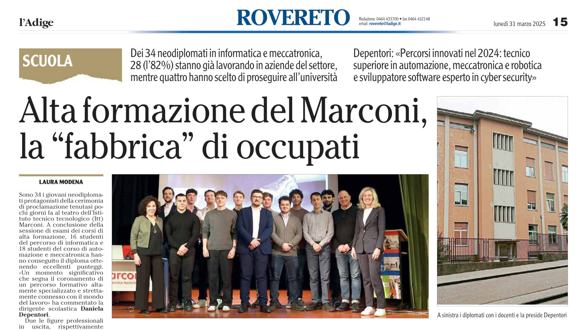 Alta formazione del Marconi,  la “fabbrica” di occupati